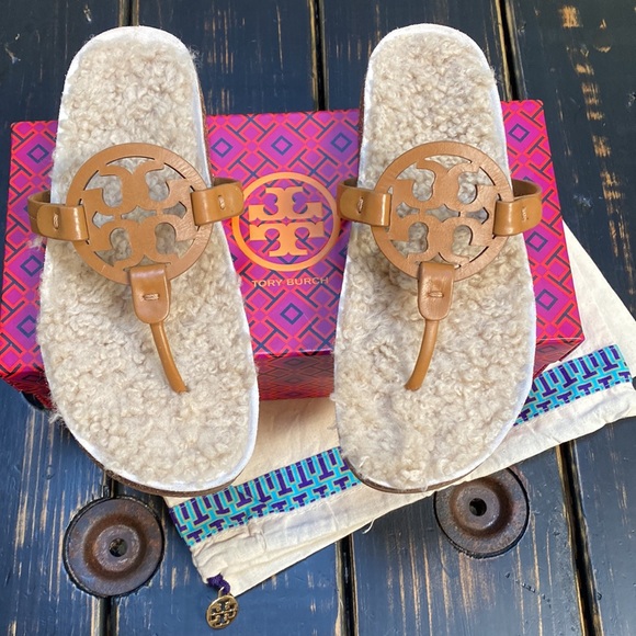 Tory Burch Miller Cloud Genuine Shearling Sandal